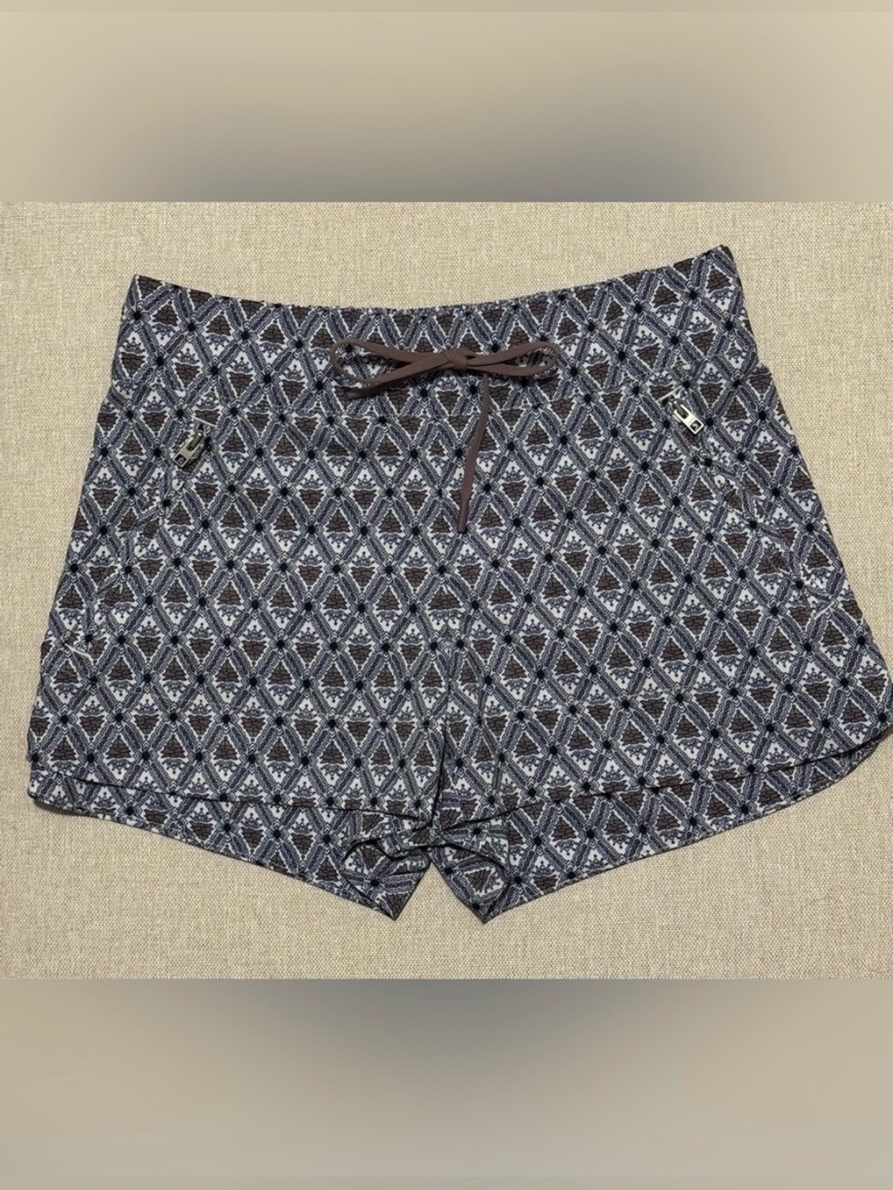 Like New Athleta Hudson Board Shorts-With Shoppers Tote-Sz 2-Printed-Brn/Blu/Wht